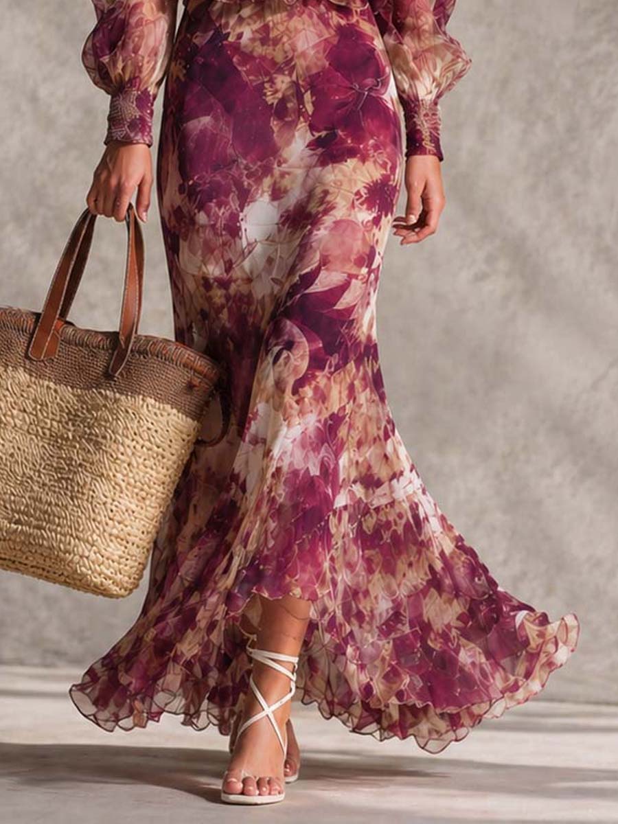 Rosalie | Off-Shoulder Floral Chiffon Maxi Dress