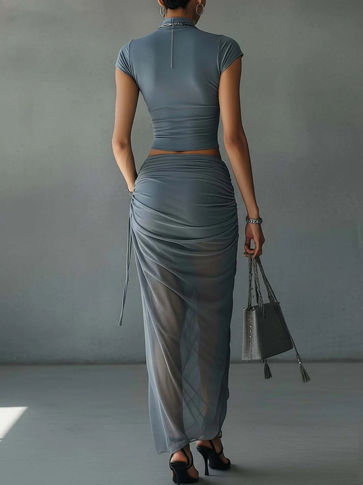 Kaia | Cropped Top & Draped Maxi Skirt Set