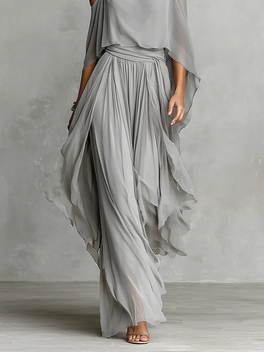 Elara | Off-Shoulder Flowy Chiffon Set