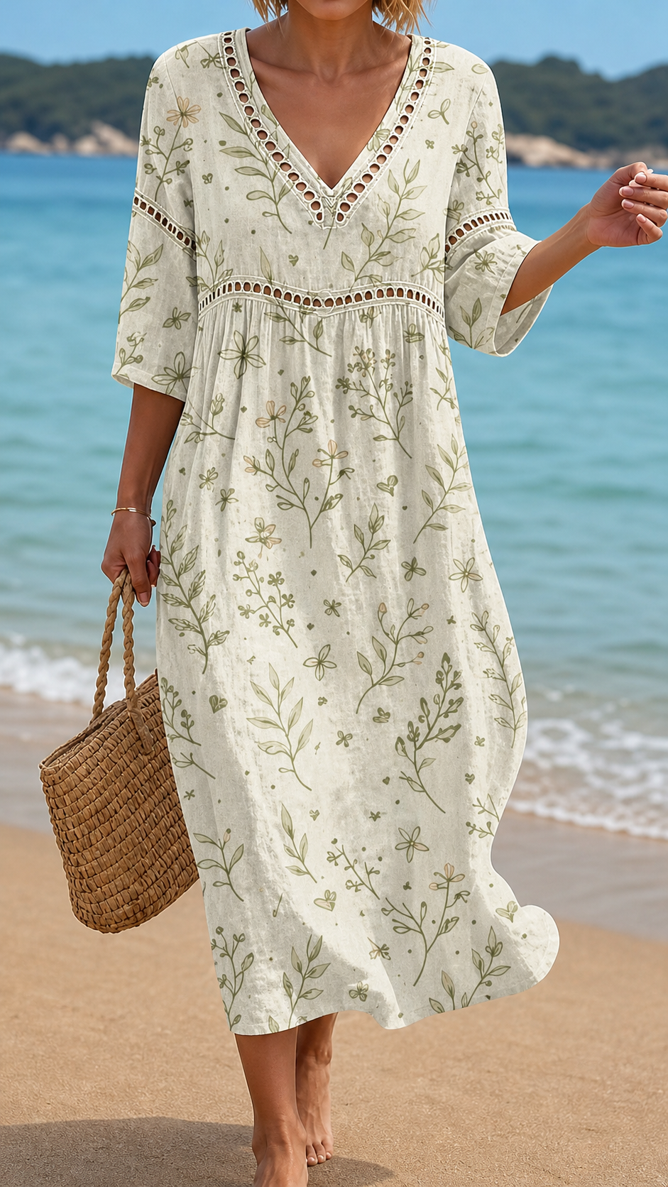 Rosalie | Delicate Botanical Midi Dress