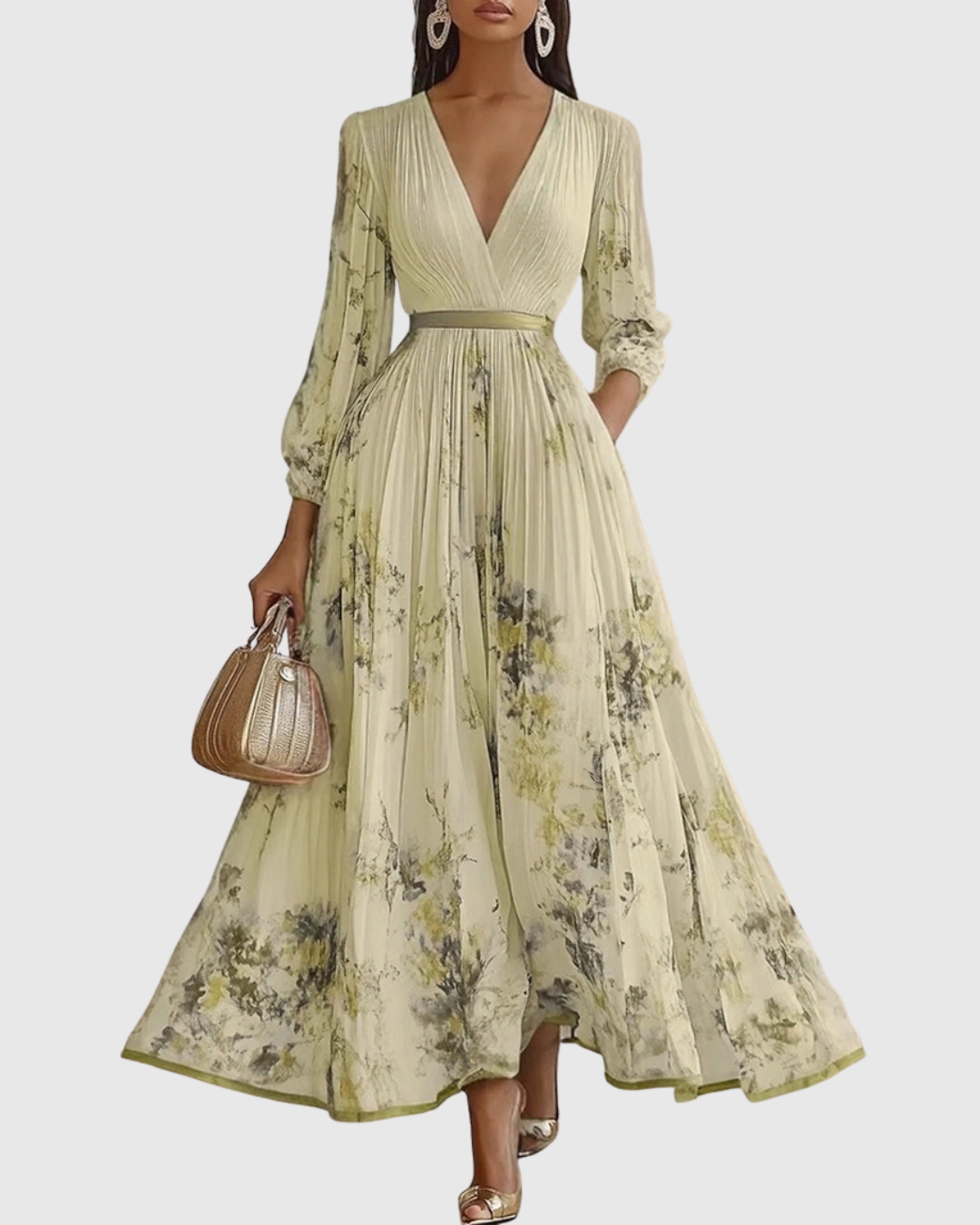 Rowella | Elegant V-Neck Midi Dress
