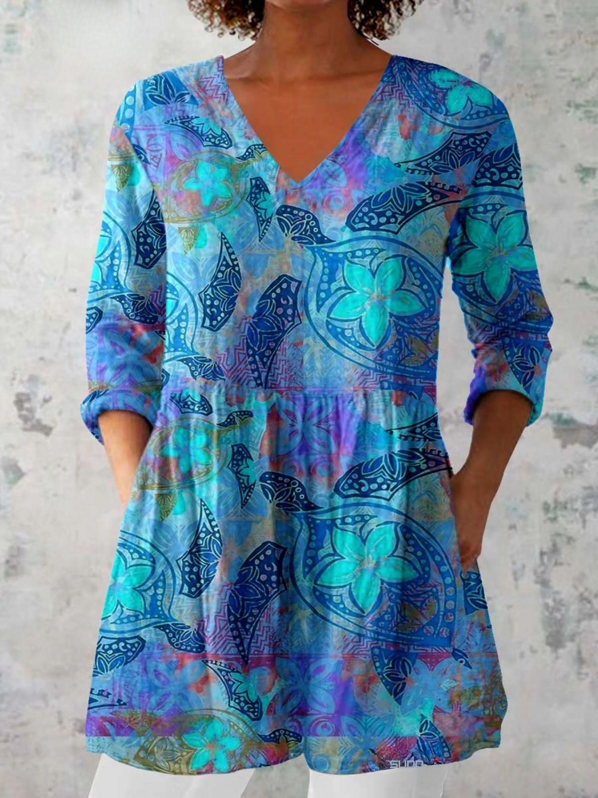 Juliette | Vibrant Blue Print Tunic