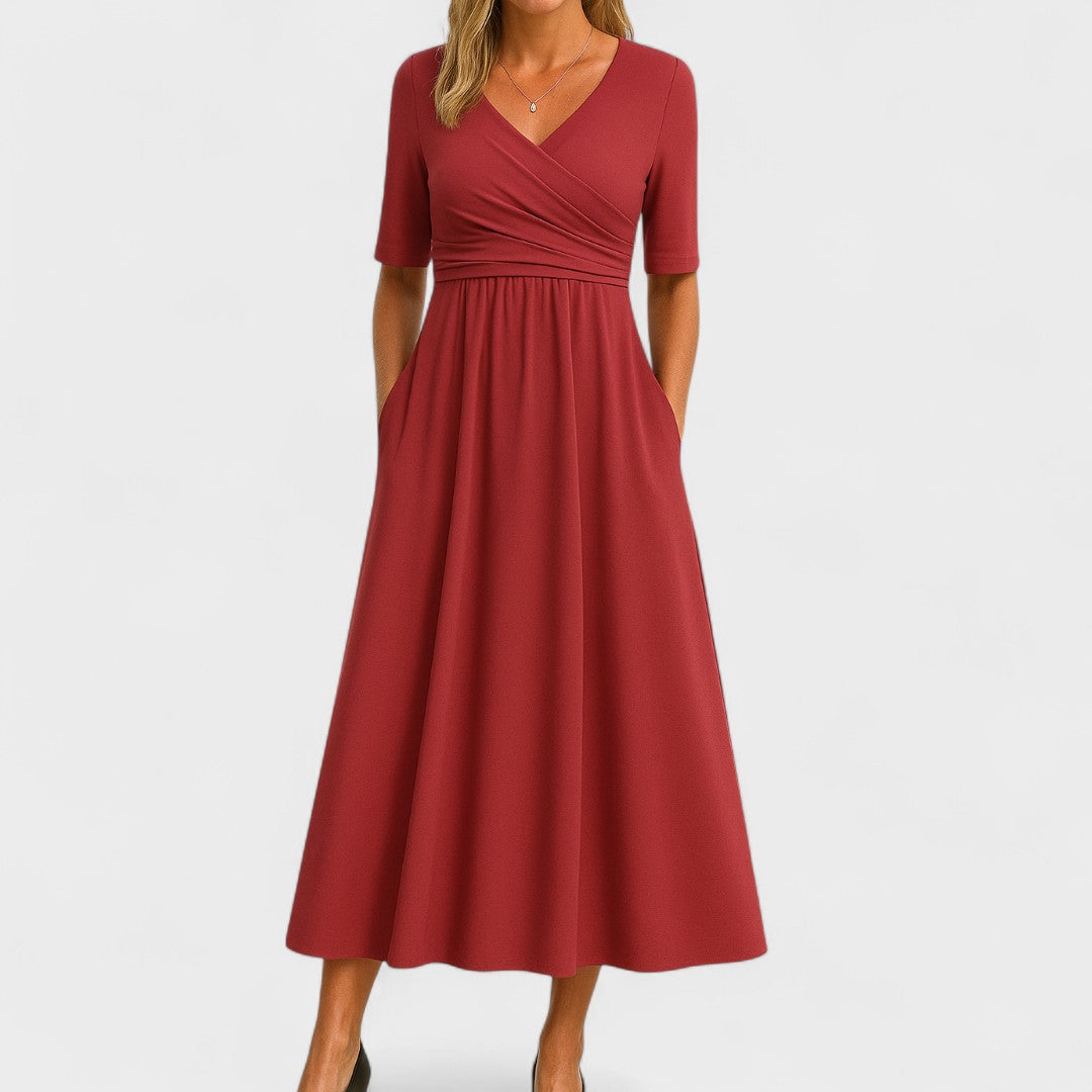 Ida | Elegant Wrap-Style Midi Dress