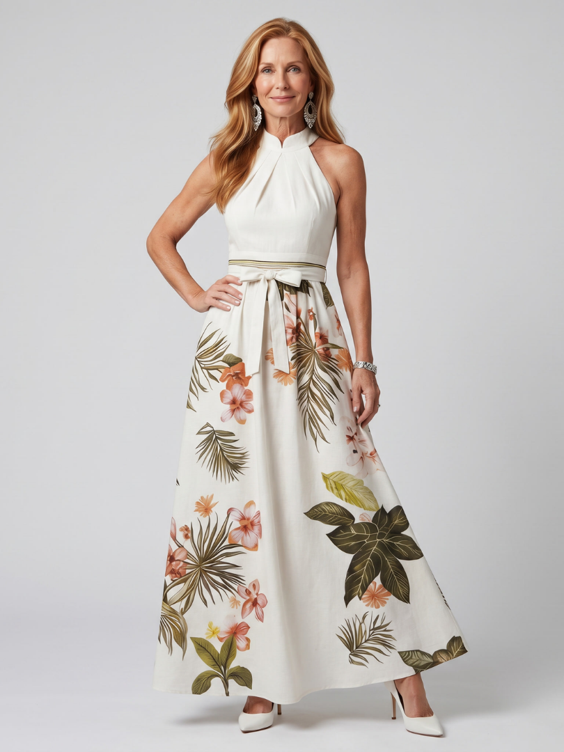 Meadow | Draped Botanical Maxi Dress