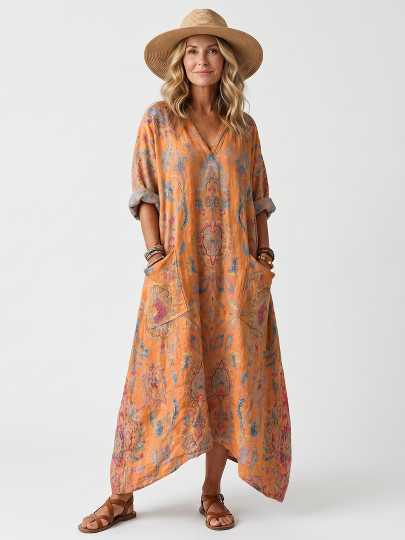 Remi | Notch Neck Printed Midi Dress