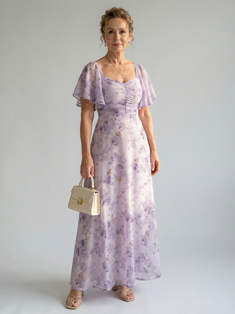 Vaelis | Flutter Sleeve Floral Maxi Dress
