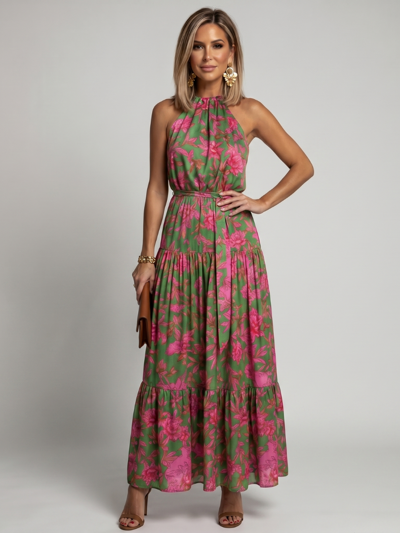 Rowen | Draped Floral Maxi Dress