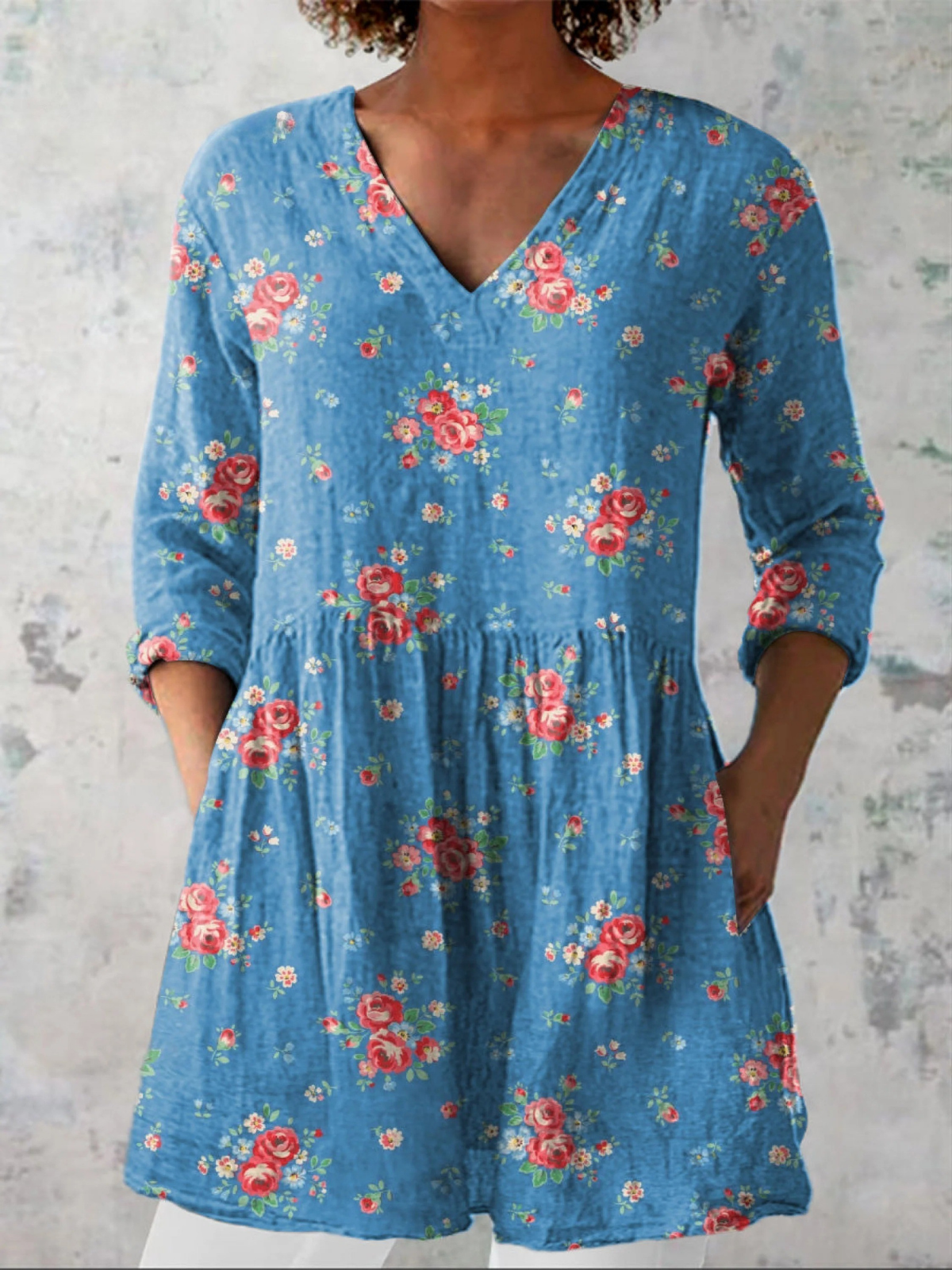 Melanie | Blue Floral Relaxed Tunic