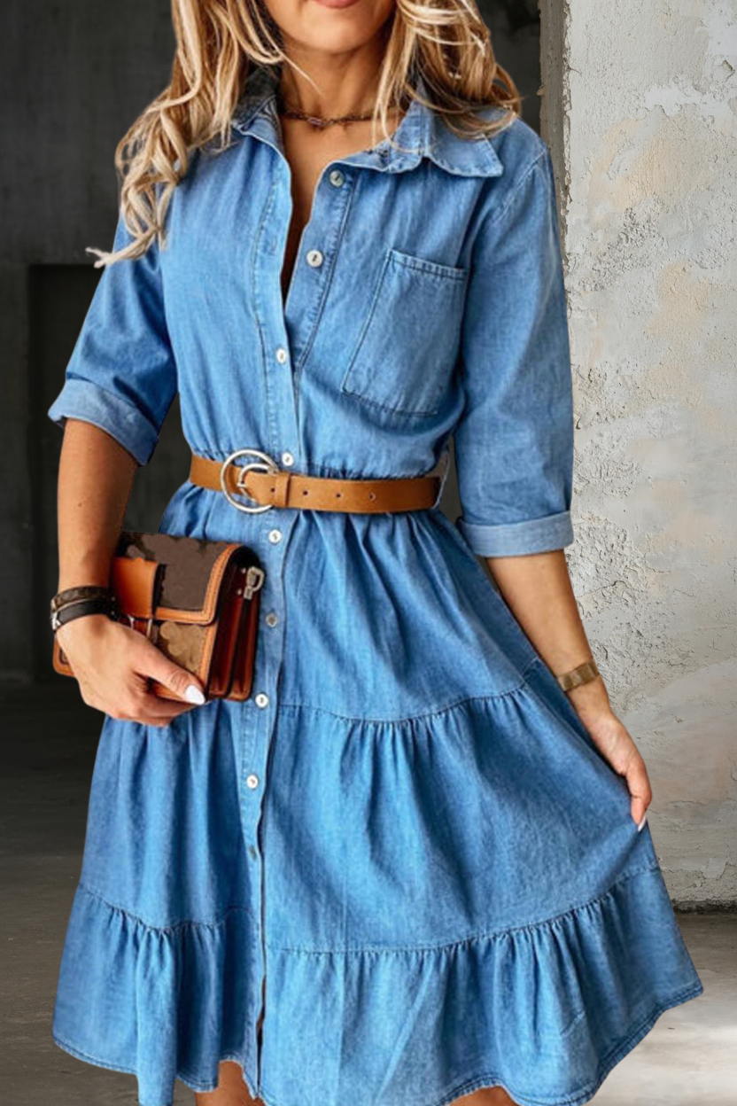 Barbara | Casual Denim Midi Dress