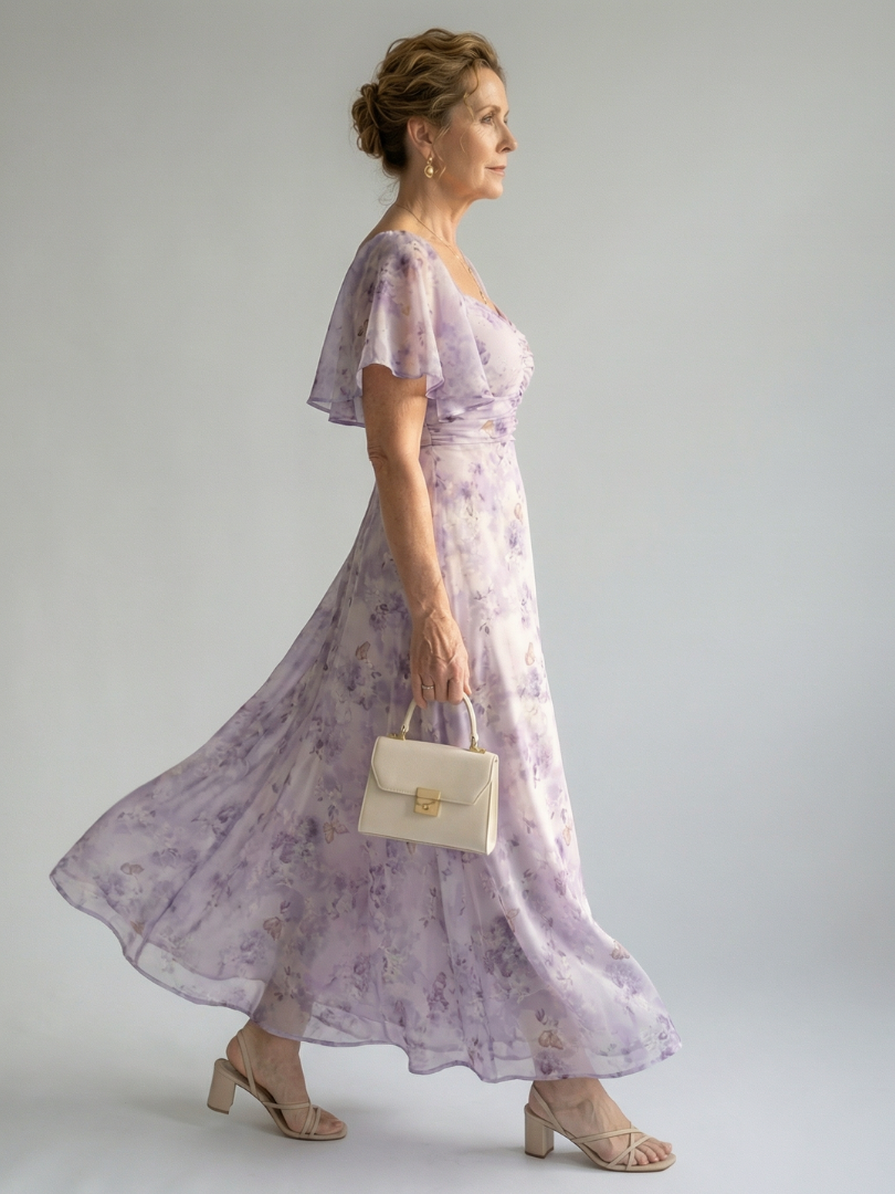 Vaelis | Flutter Sleeve Floral Maxi Dress