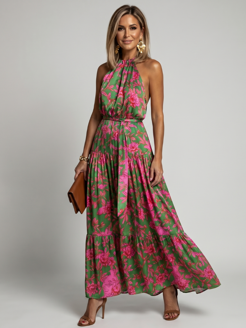 Rowen | Draped Floral Maxi Dress
