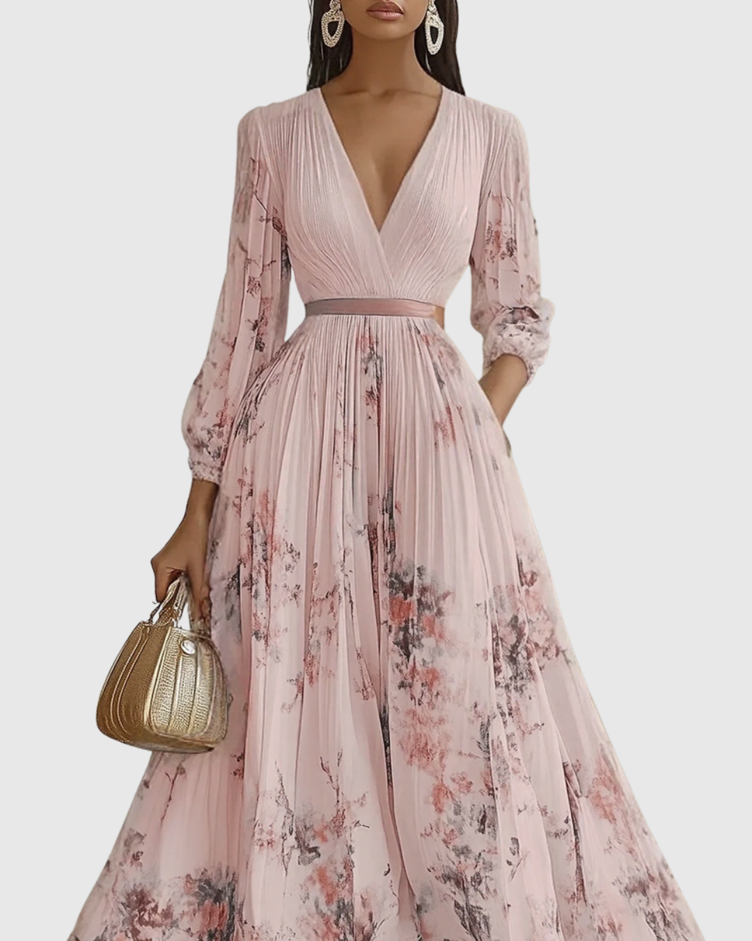 Rowella | Elegant V-Neck Midi Dress