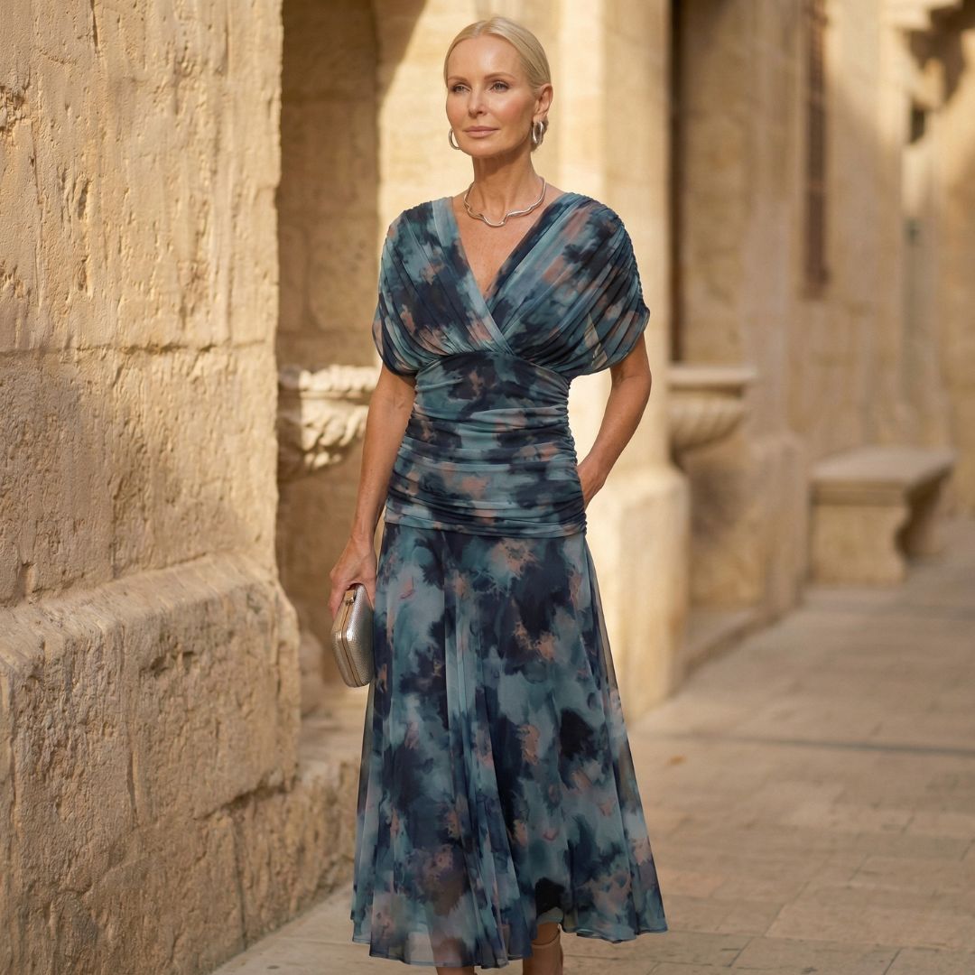Luna | Elegant Blue Floral Maxi Dress