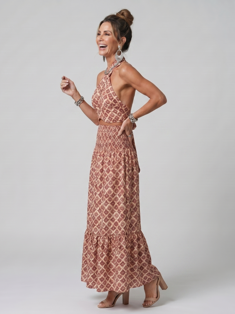 Amira | Cross-Front Print Maxi Dress