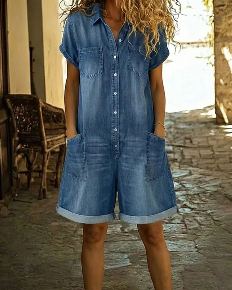 Delya - Short Sleeve Playsuit Dress