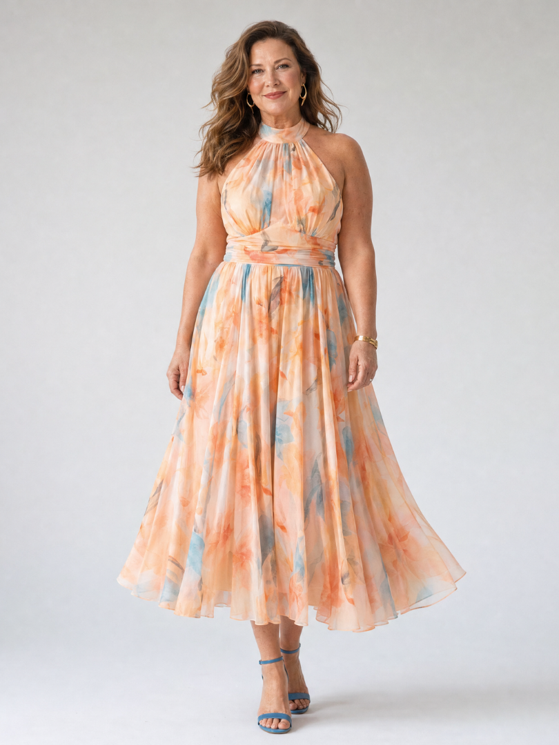 Elin | Soft Halter Floral Maxi Dress