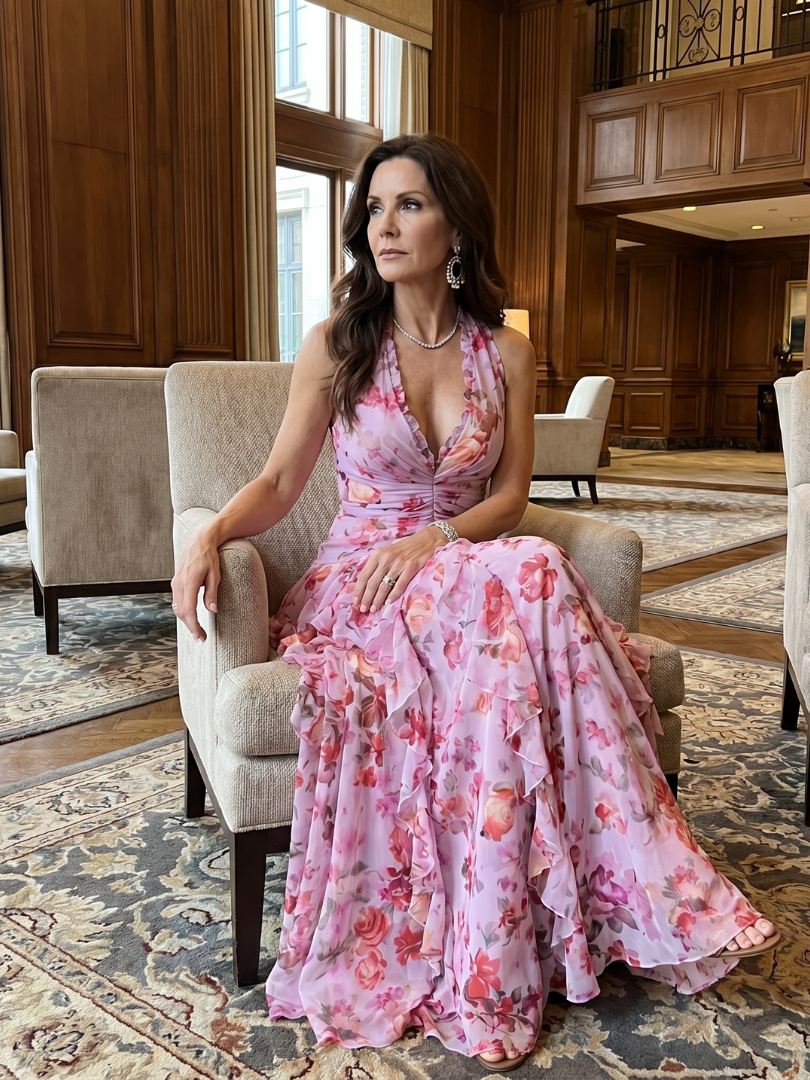Nori | Halter Neck Floral Maxi Dress