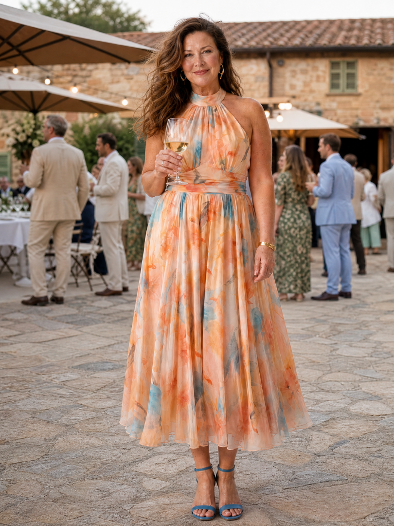 Elin | Soft Halter Floral Maxi Dress