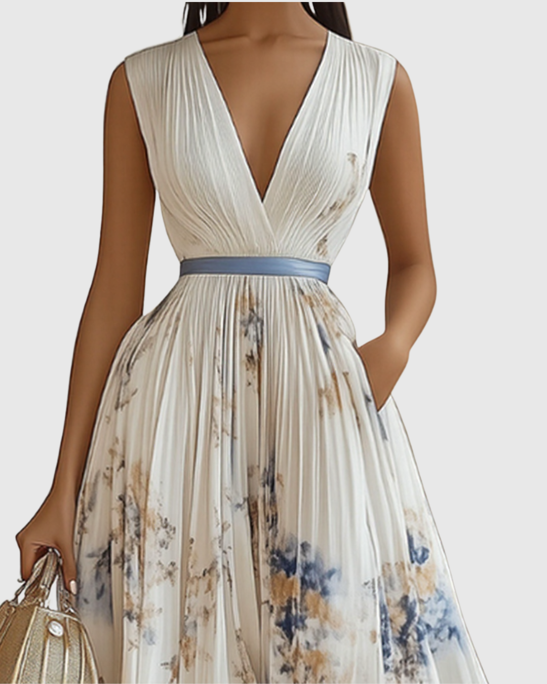Rowella | Elegant V-Neck Midi Dress