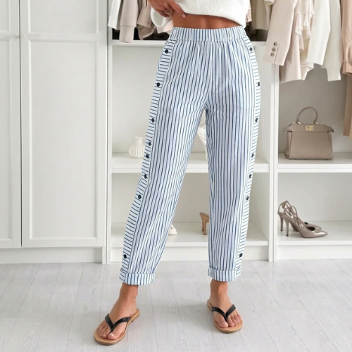 Jamila | Striped Trousers with Elastic Waist
