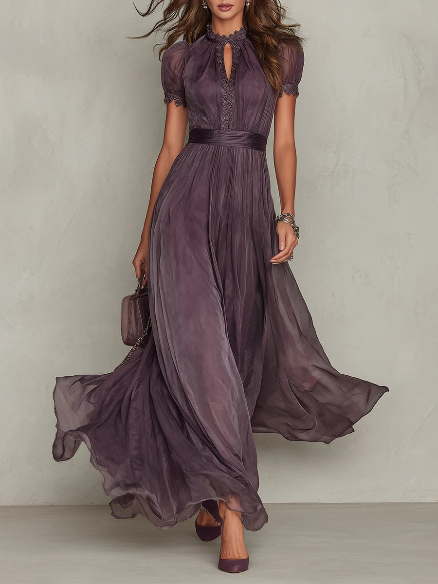 Liliana | Romantic Lace Chiffon Maxi Dress