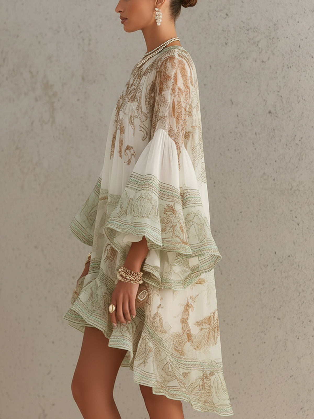 Celestine | Floral Ruffle Chiffon Mini Dress