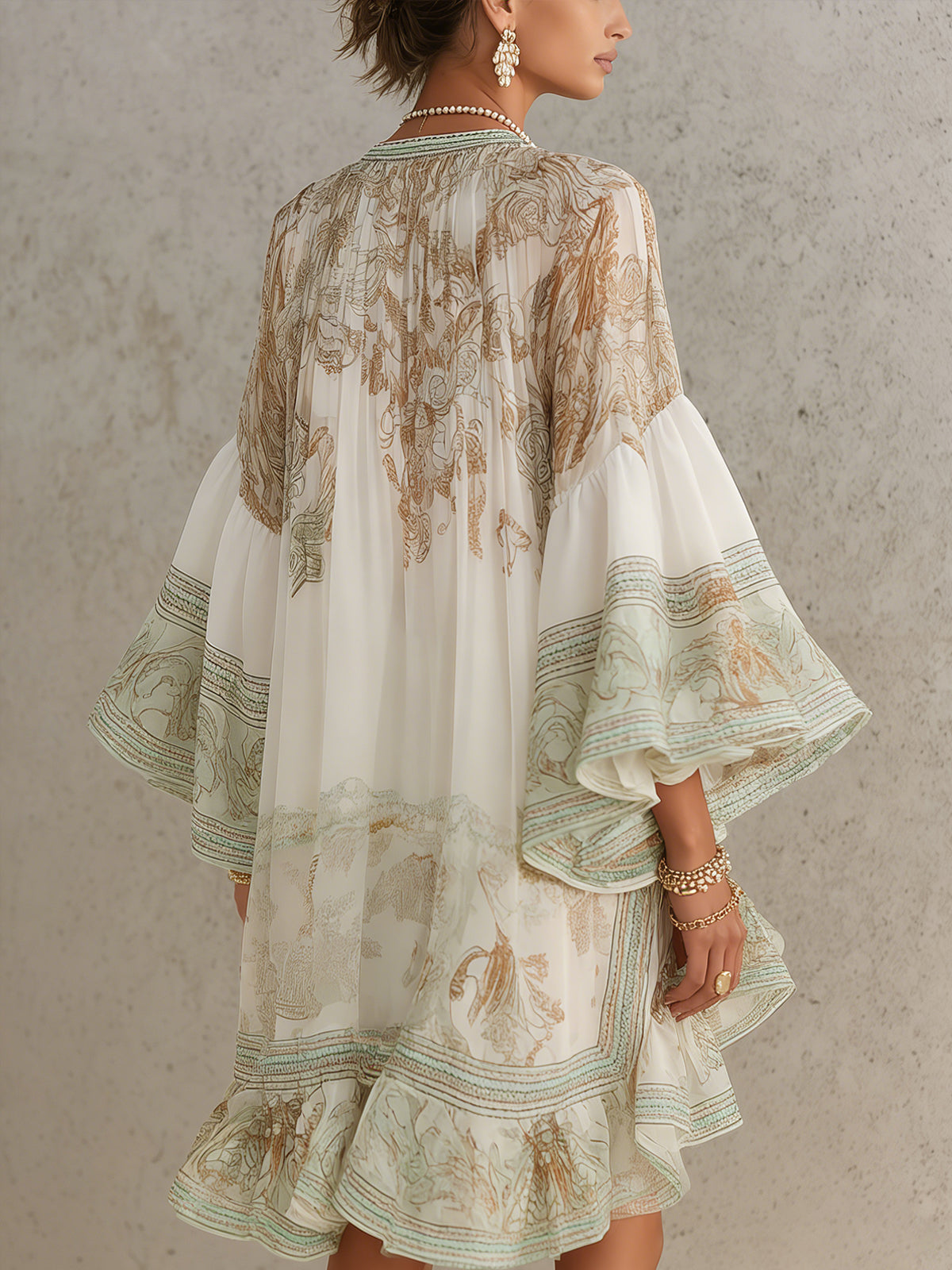 Celestine | Floral Ruffle Chiffon Mini Dress