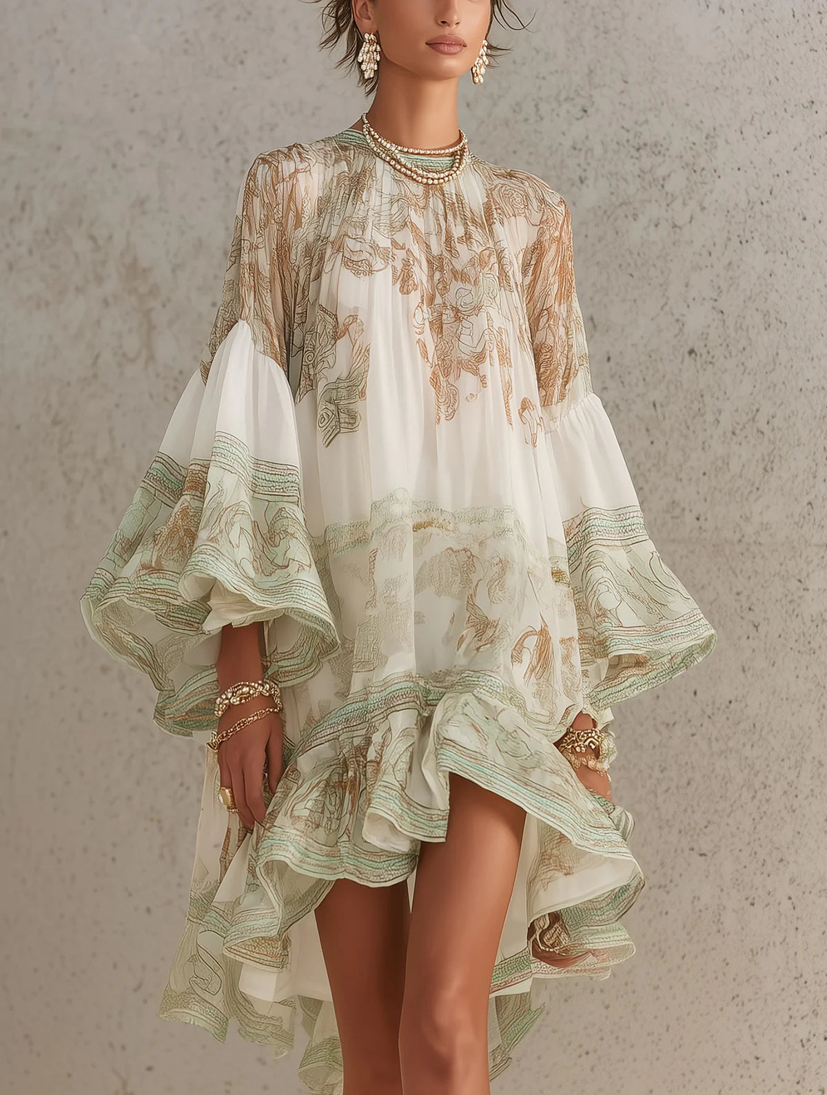 Celestine | Floral Ruffle Chiffon Mini Dress