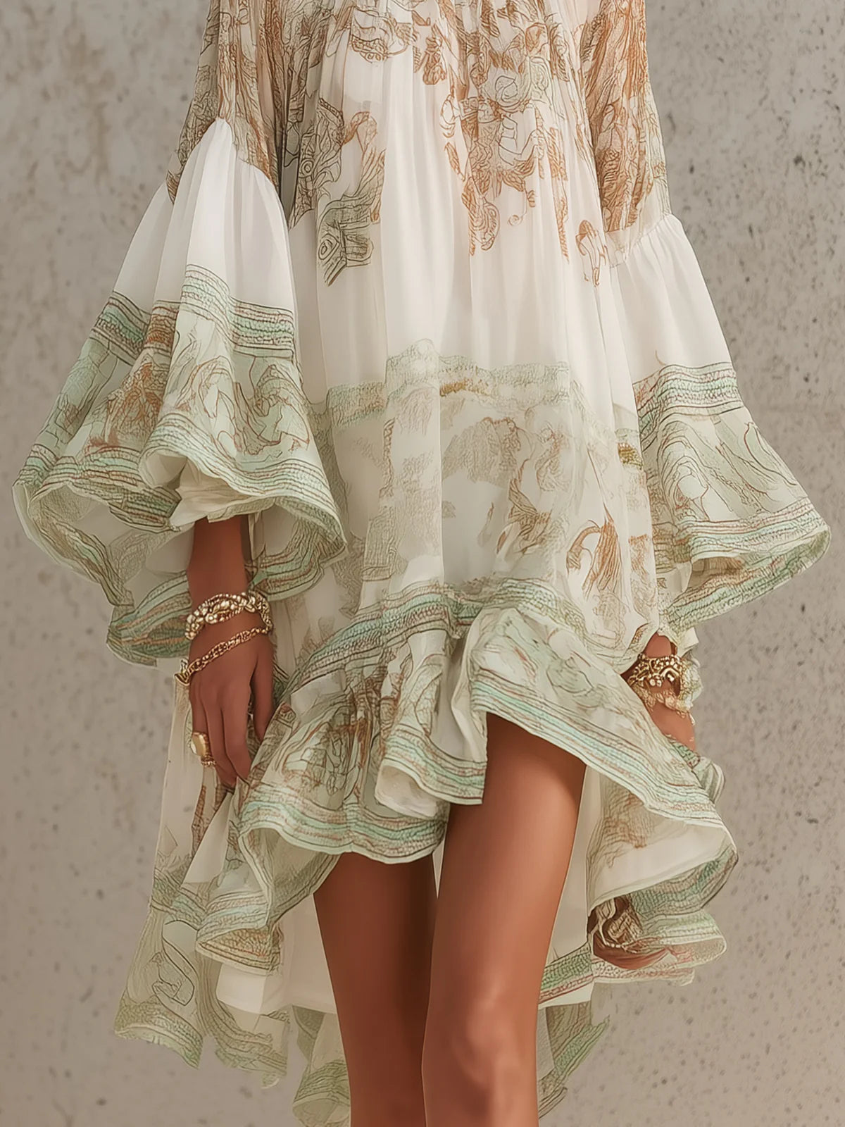 Celestine | Floral Ruffle Chiffon Mini Dress