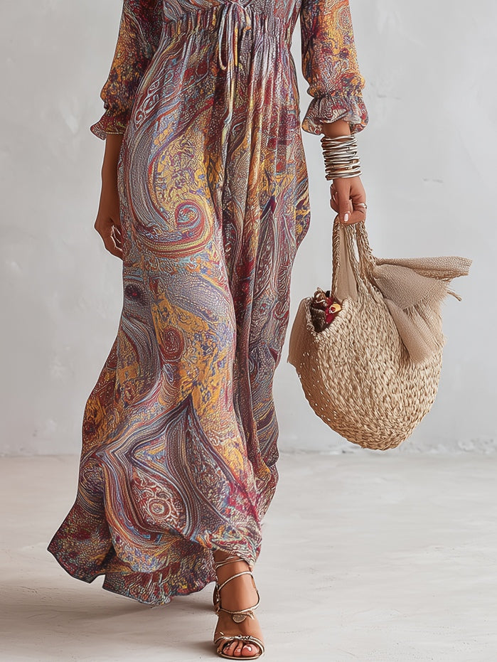 Amara | Paisley Chiffon Maxi Dress