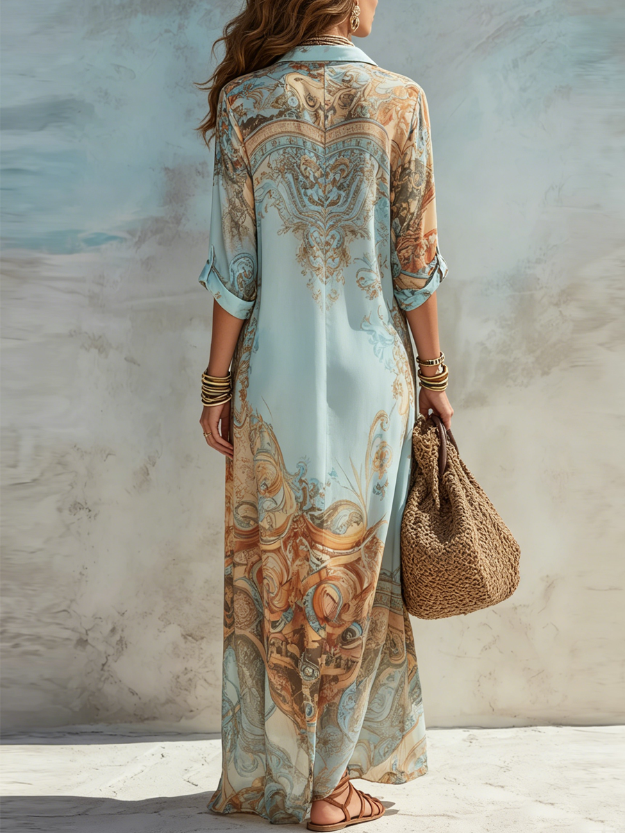 Marina | Mediterranean Print Maxi Dress