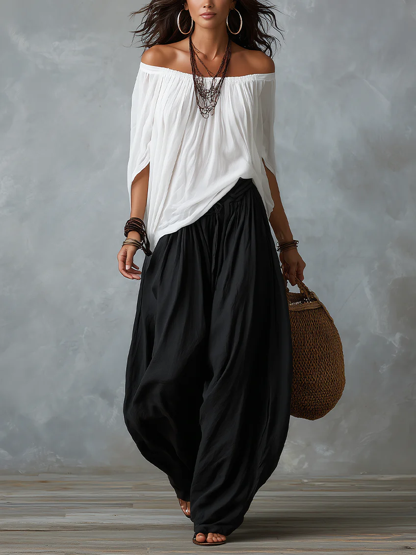 Amelia | Off-Shoulder Balloon-Pant Set