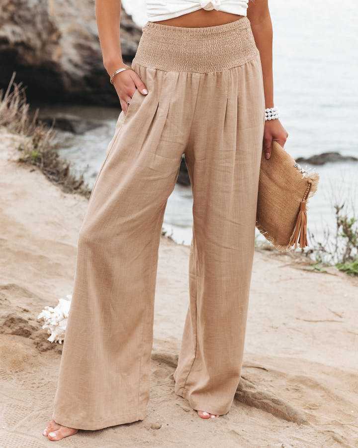 Deborah | Smocked Wide-Leg Pants