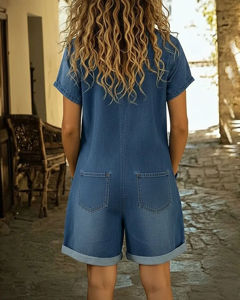 Delya - Short Sleeve Playsuit Dress