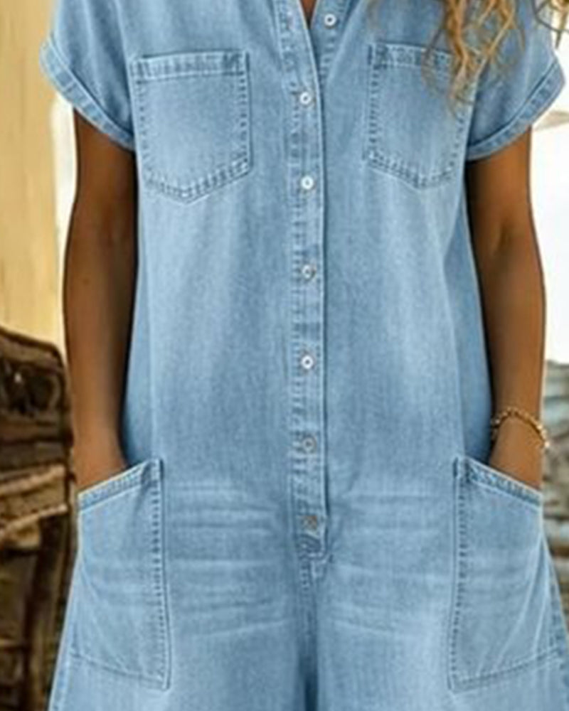 Delya - Short Sleeve Playsuit Dress
