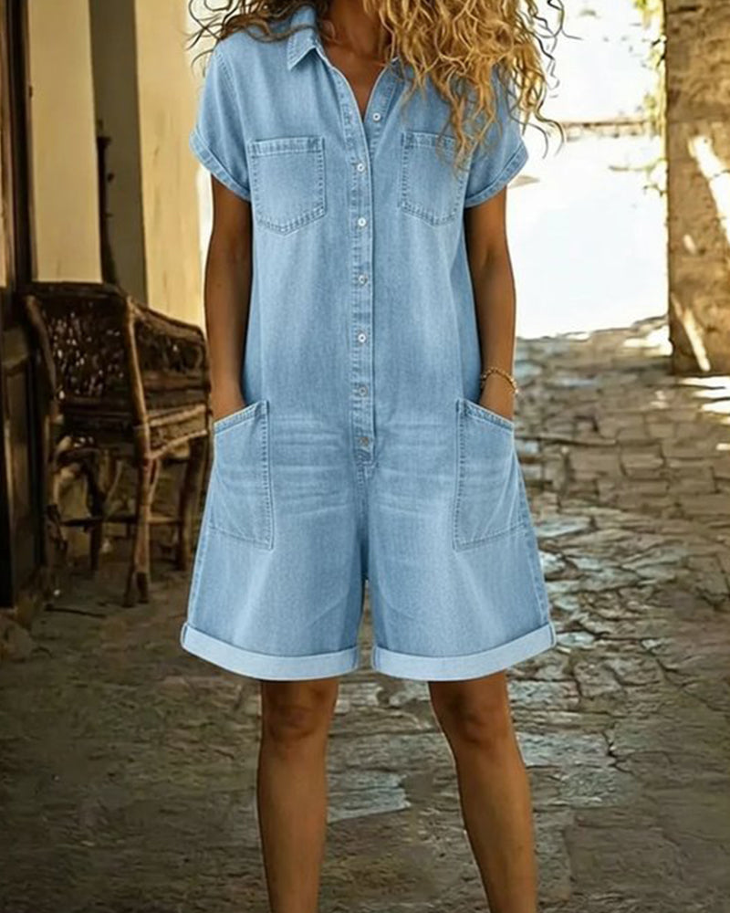 Delya - Short Sleeve Playsuit Dress