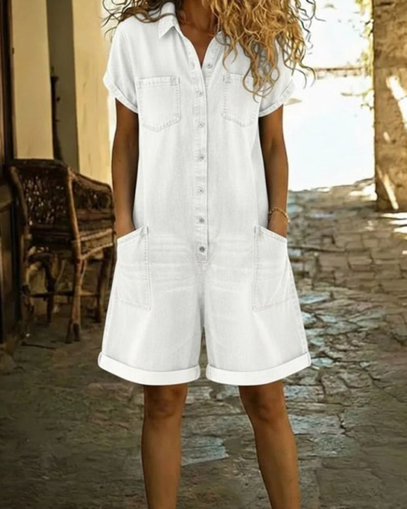 Delya - Short Sleeve Playsuit Dress