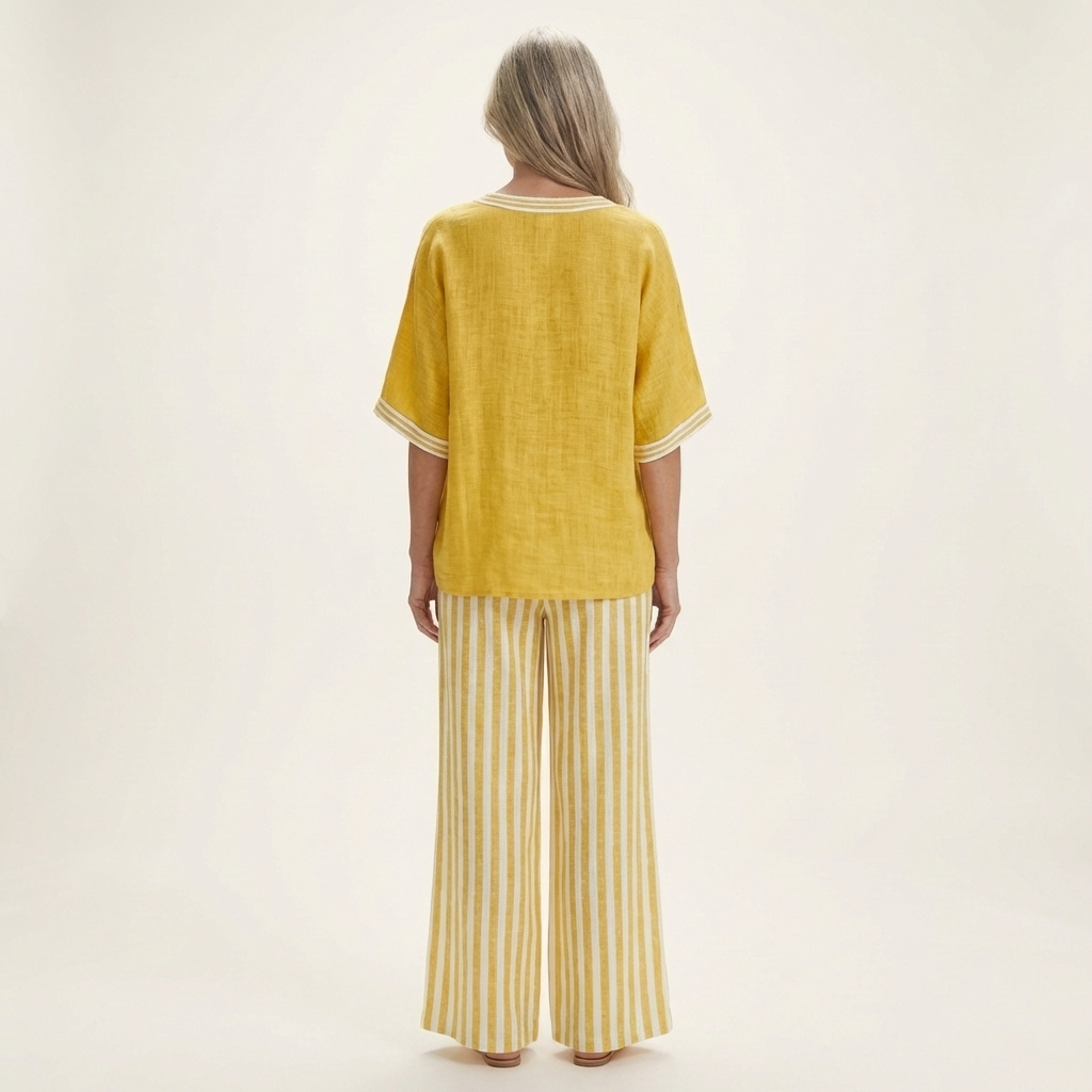 Juliana | V-Neck & Striped Wide-Leg Set