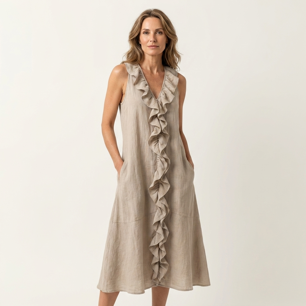 Vicky | Ruffle-Front V-Neck Maxi Dress