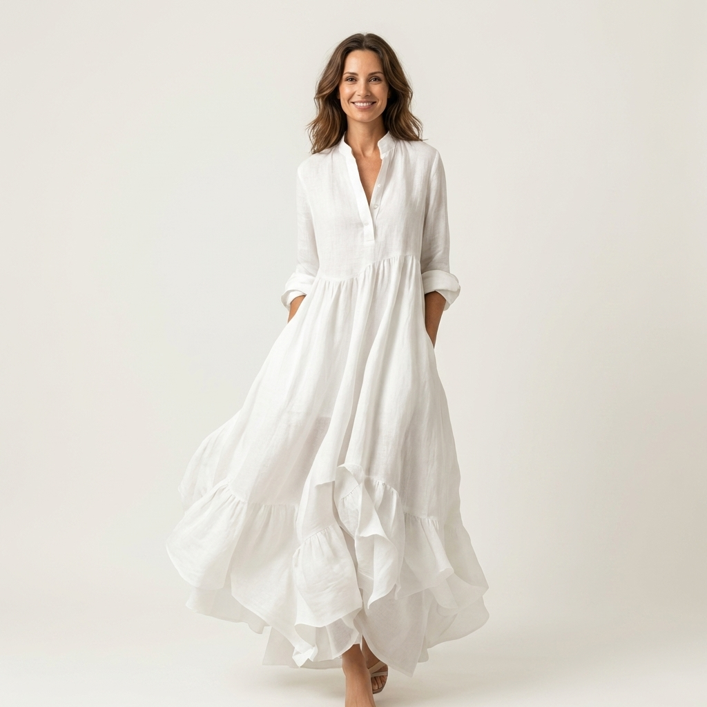Jilana | Ruffle-Hem Maxi Dress