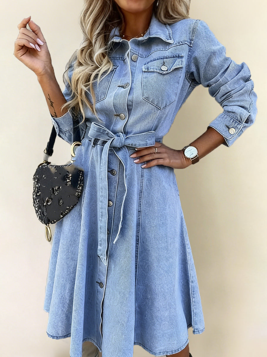 Luna | Long-Sleeve Denim Dress
