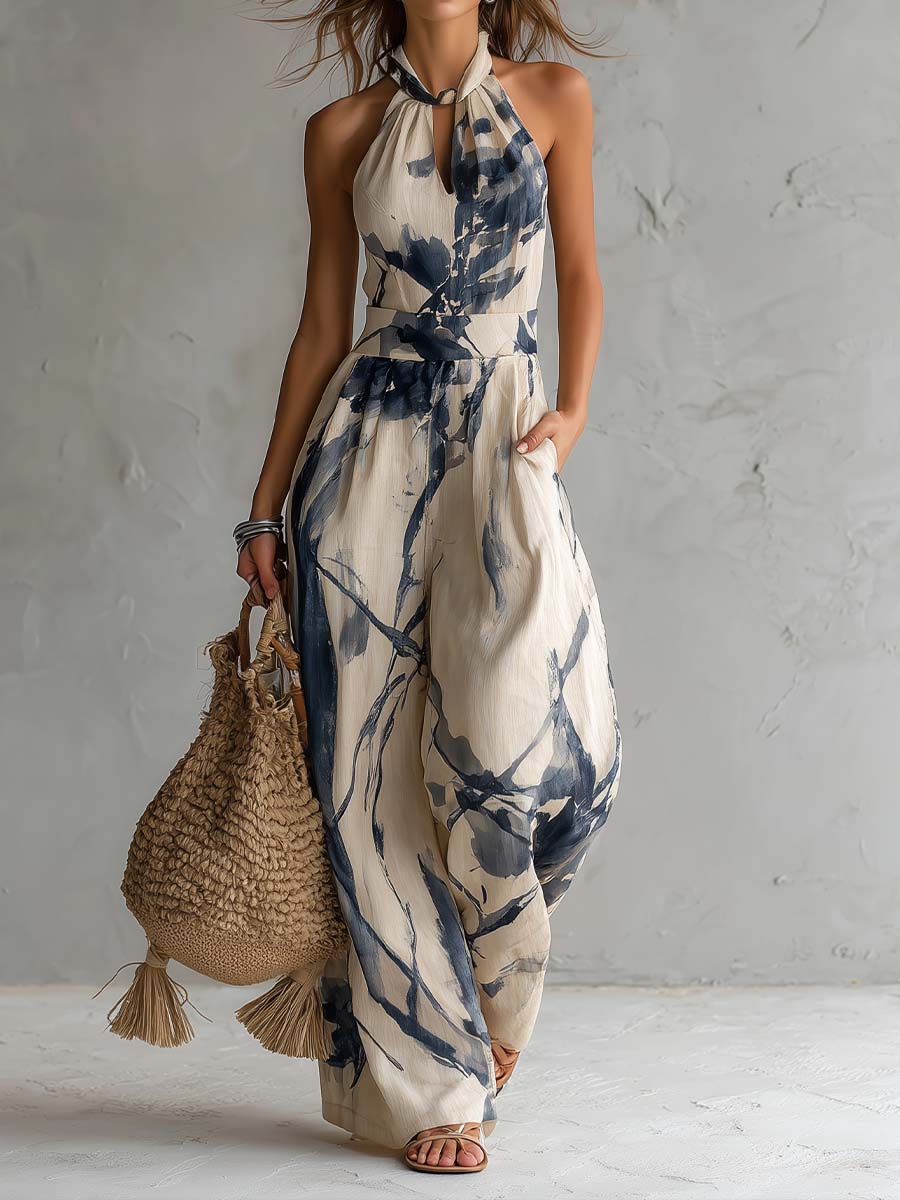 Liora | Ink Wash Wide-Leg Jumpsuit