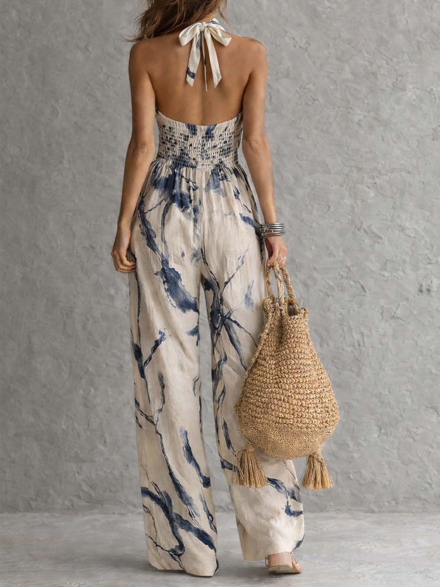 Liora | Ink Wash Wide-Leg Jumpsuit