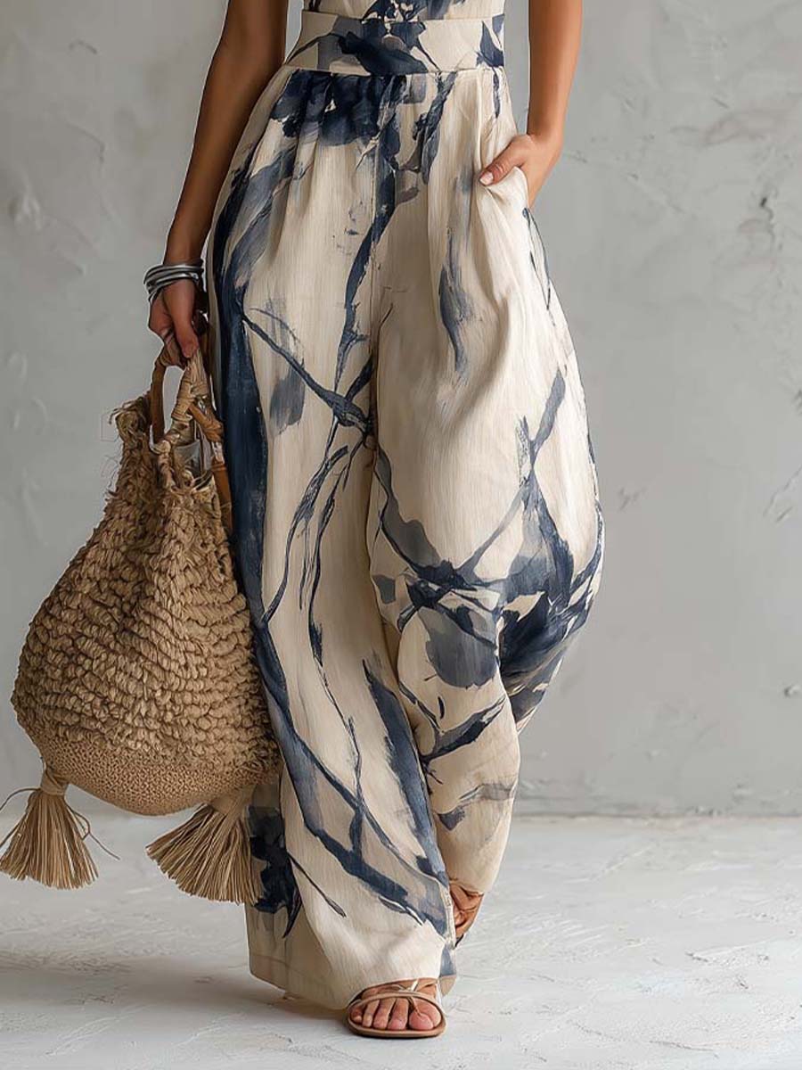 Liora | Ink Wash Wide-Leg Jumpsuit
