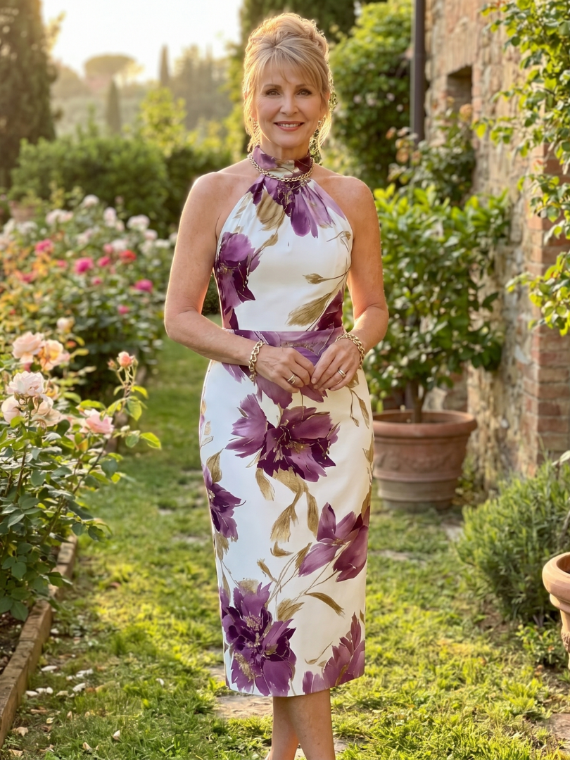 Zinnara | Halter Floral Midi Dress
