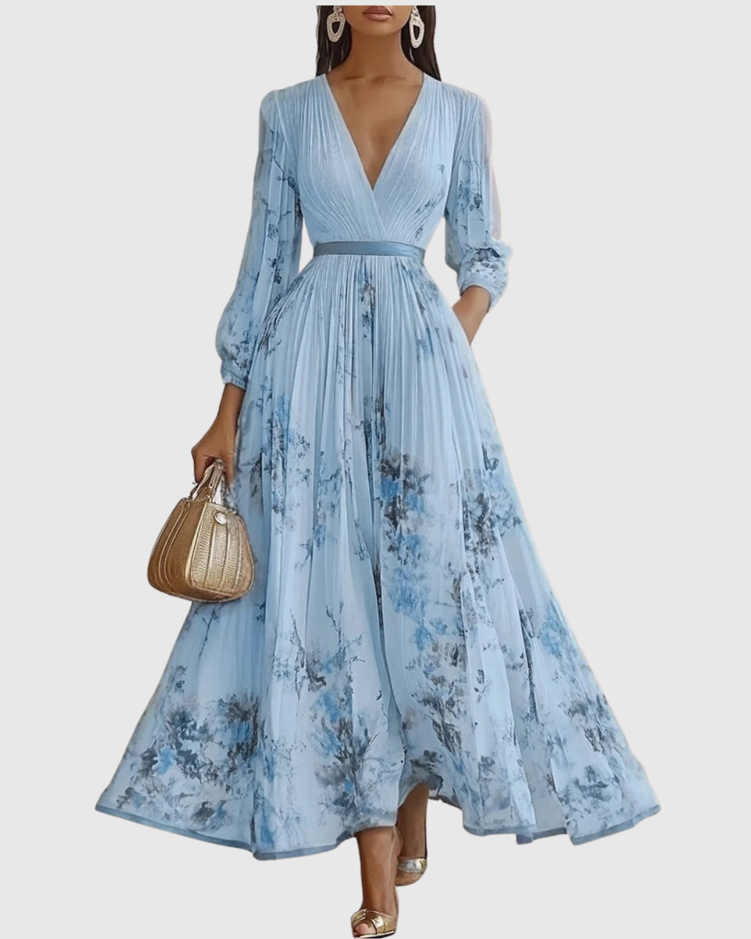 Rowella | Elegant V-Neck Midi Dress