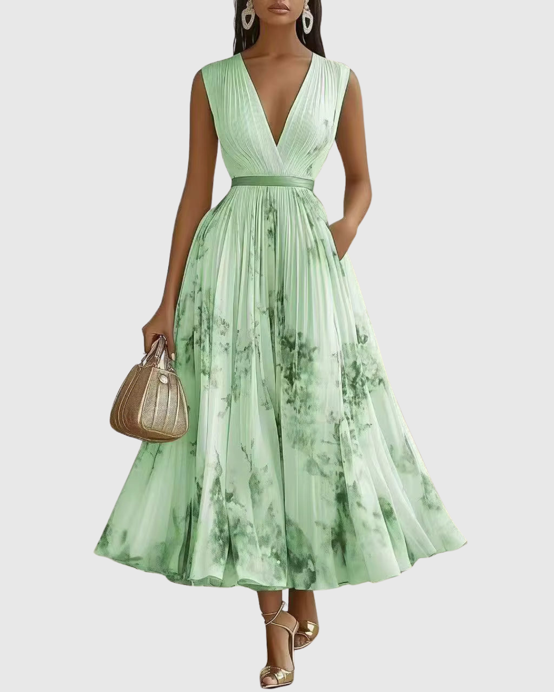 Rowella | Elegant V-Neck Midi Dress