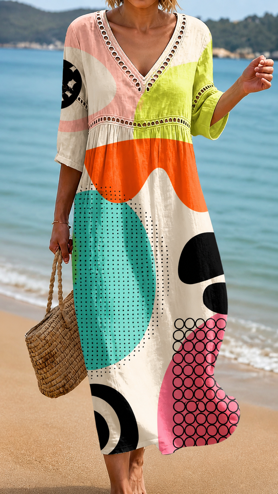 Valentina | Colourful Abstract Midi Dress