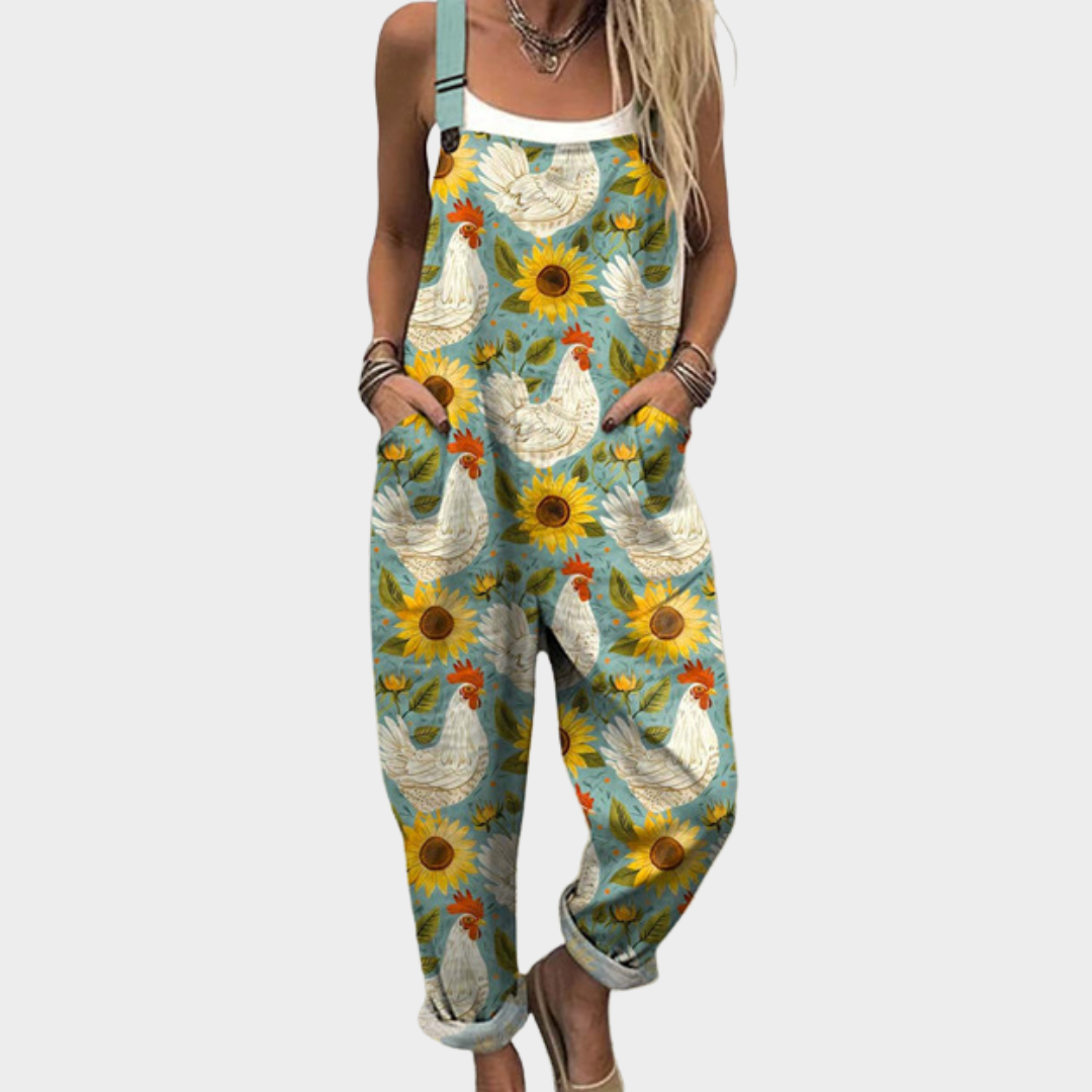 Solana | Sunflower Print Relaxed Overalls