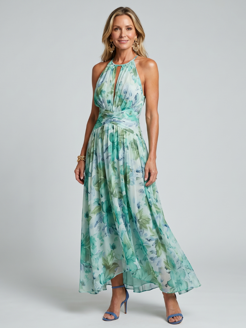 Portia | Pleated Floral Maxi Dress